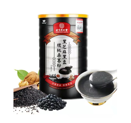 Tong Ren Tang Hei Zhi Ma Hei Dou He Tao Sang Shen Fen 北京同仁堂黑芝麻黑豆核桃桑葚粉 500g