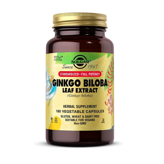 Solgar Ginkgo Biloba Leaf Extract 180 Vegetable Capsules 银杏提取物