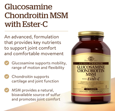 Solgar Glucosamine Chondroitin MSM with Ester-C 180 Tablets 氨基葡萄糖及軟骨素
