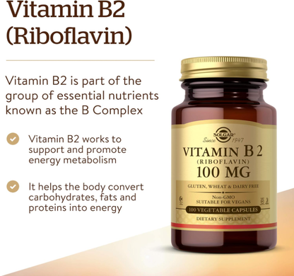 Solgar Vitamin B2 100MG 维他命B2 100Caupsules