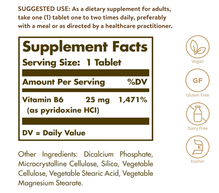 Solgar Vitamin B6 100MG 100Tablets