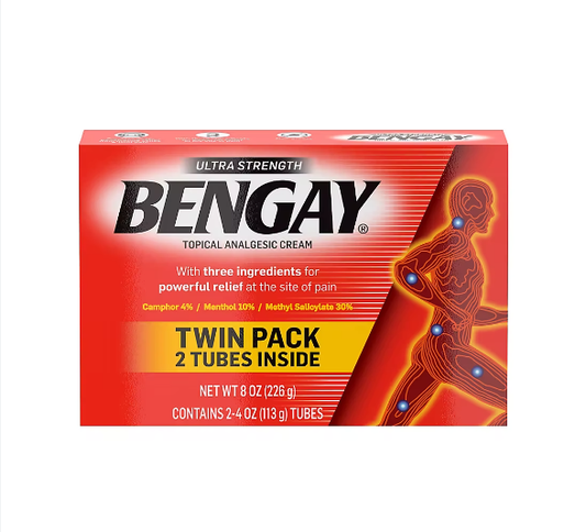 Ultra Strength Bengay Non-Greasy Topical Pain Relief Cream, 2 x 4 oz